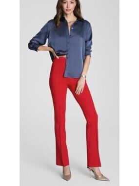 Spanx Shaping Ponte Micro Flare Red Seam Front Stretch Pants New